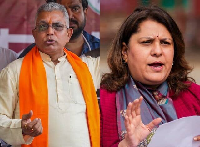 Election Commission sends show-cause notices to Supriya Shrinate and Dilip Ghosh for their disparaging remarks about women.