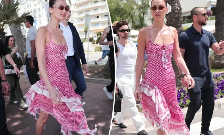 Bella Hadid Honors Heritage with Keffiyeh Dress at Cannes 2024 (1)