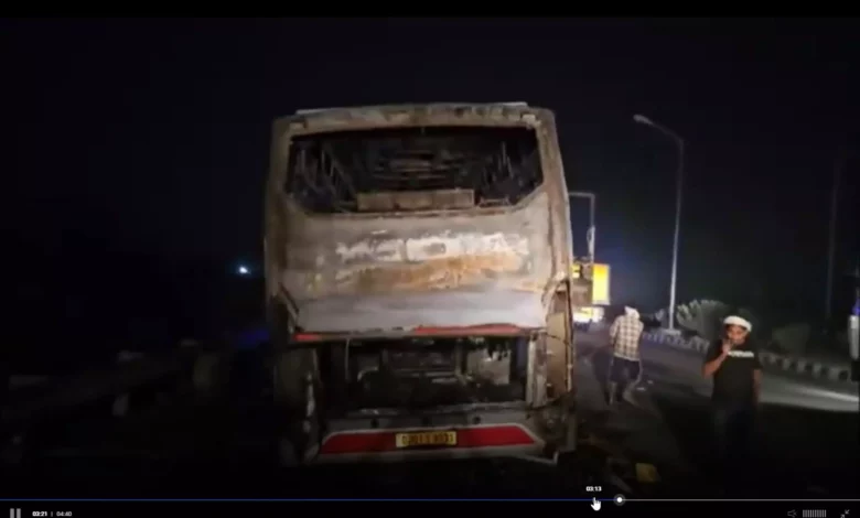 Tragic Bus Fire on KMP Expressway Kills 9 Near Nuh, Haryana