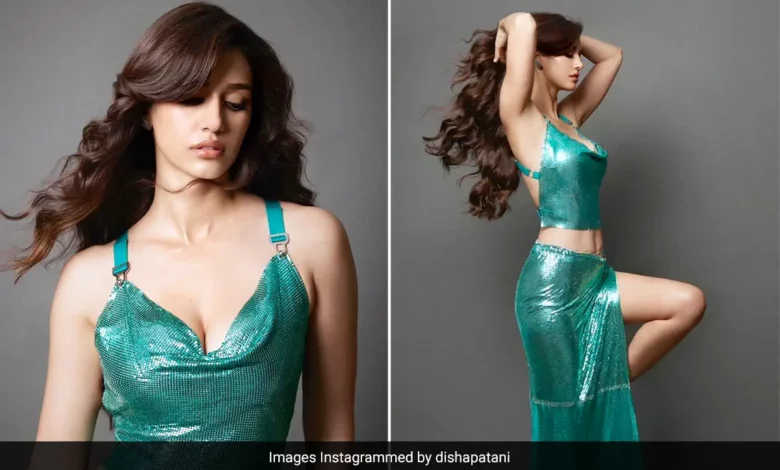 Disha Patani flaunts her toned Physique in a stunning green wrap dress (1)