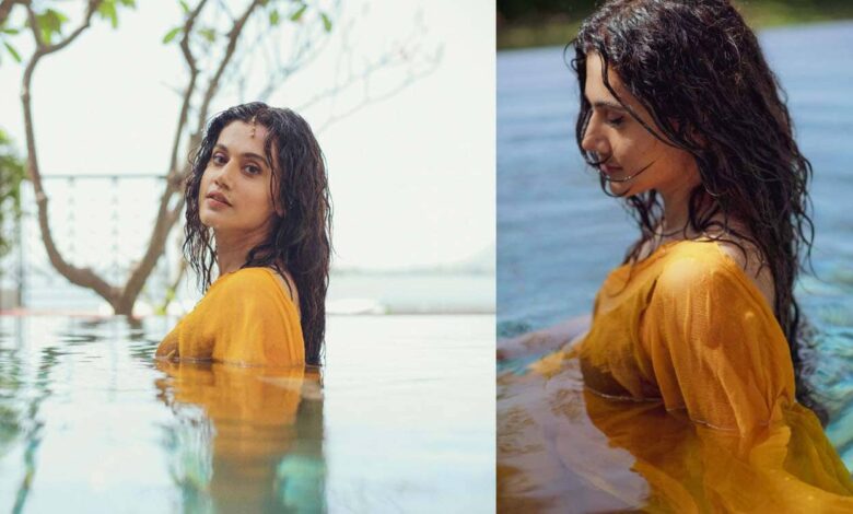 Taapsee Pannu Stuns in Wet Yellow Saree Ahead of 'Phir Aayi Hasseen Dillruba' Release