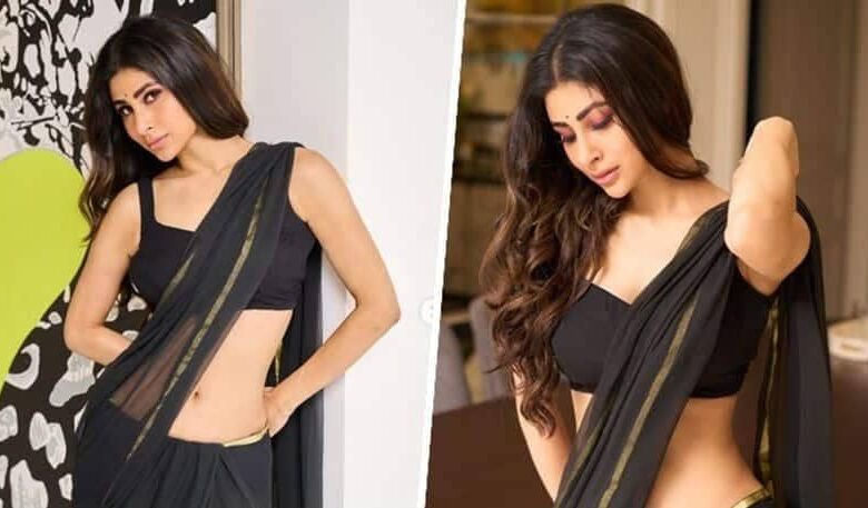 Mouni Roy Dazzles in Sleek Black Saree, Leaves Fans in Awe