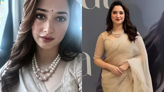 Tamannaah Bhatia stuns in white saree at song Launch