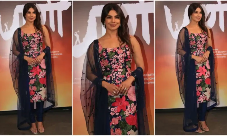 Priyanka Chopra shines in a vibrant Sabyasachi ensemble at the Paani trailer launch