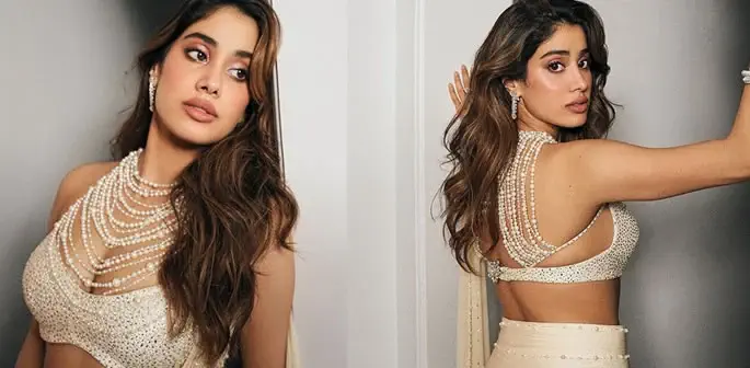 Janhvi Kapoor dazzles like a desi mermaid in Gaurav Gupta’s pearlescent saree ensemble