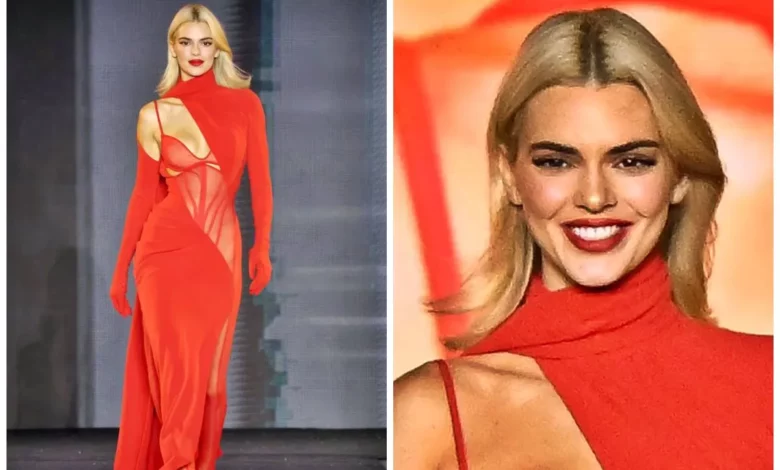 Kendall Jenner Dazzles in Crimson Gown at Paris Fashion Week 2024