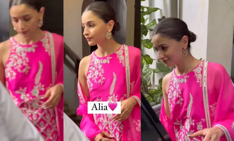 Alia Bhatt shines in elegant pink suit with floral motifs