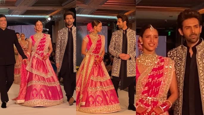 Triptii Dimri and Kartik Aaryan radiate elegance in handloom at Manish Malhotra's opulent showcase