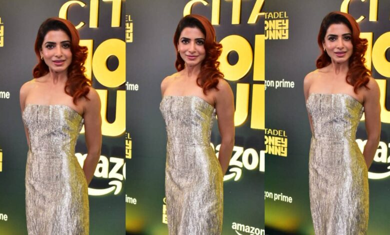 Samantha Ruth Prabhu shines in glamorous gold at citadel premiere