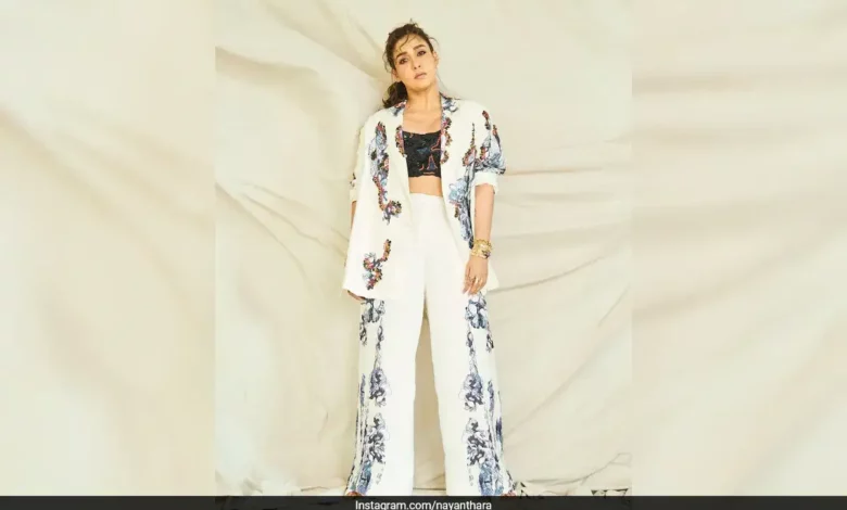 Nayanthara stuns in abstract print co-ord set by Anamika Khanna