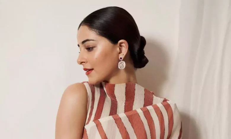 Ananya Panday dazzles in modern striped saree