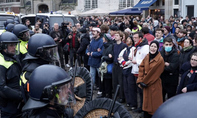 Amsterdam police detain protesters at Pro-Palestinian rally