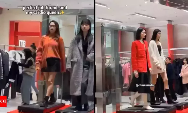 Chinese mall replaces mannequins with models walking on treadmills