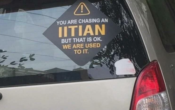 IIT graduate's car sticker sparks social media debate