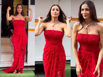 Malaika Arora dazzles in stunning red lace gown in Mumbai