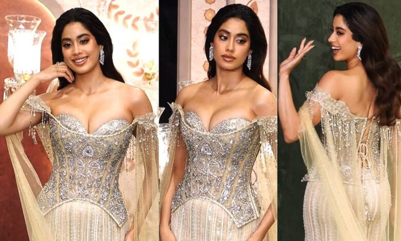 Janhvi Kapoor stuns in chic grey and silver bodycon dress