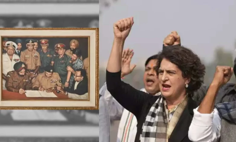 Priyanka Gandhi alleges removal of historic surrender photo